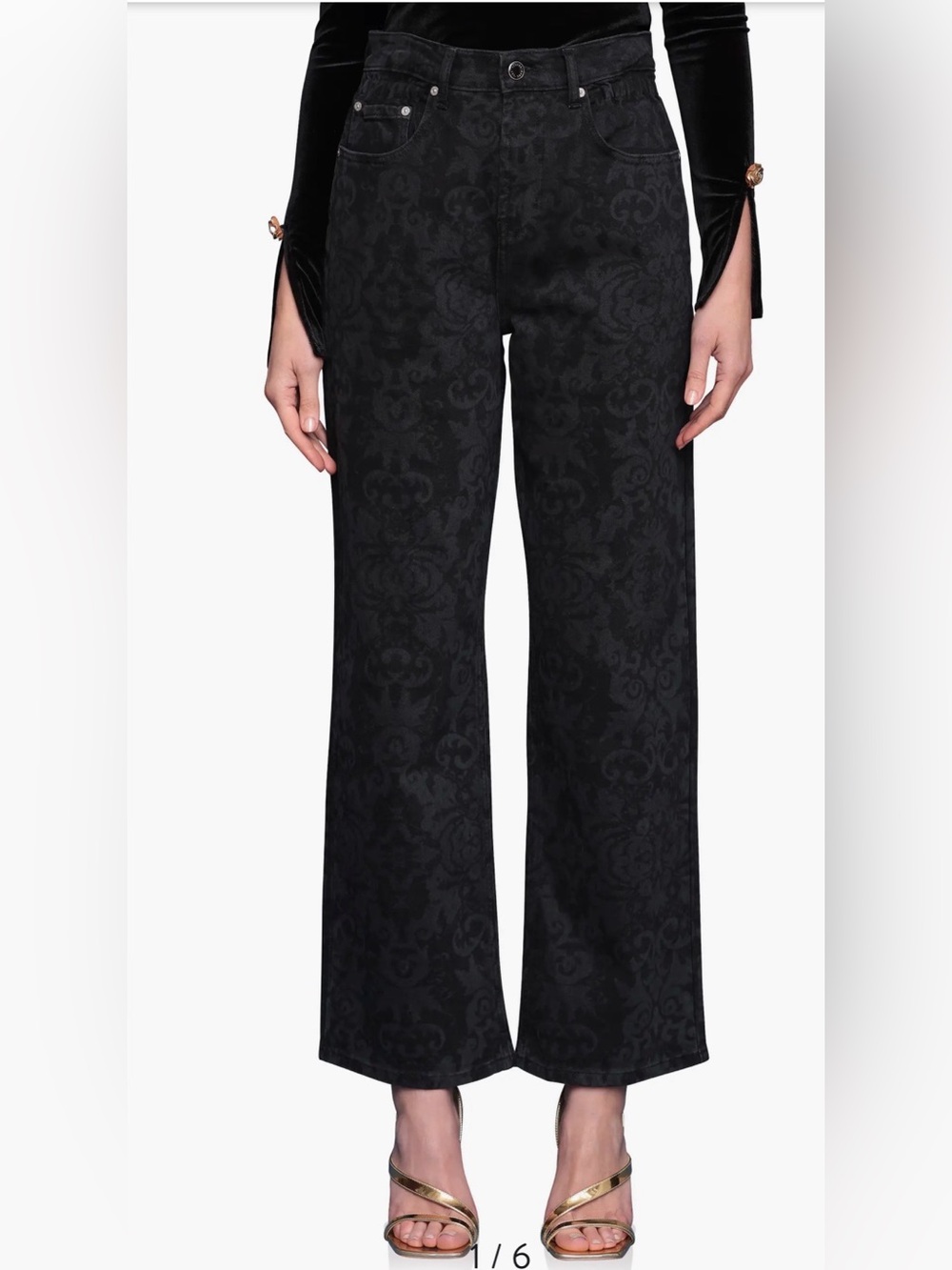 Avec Les Filles Printed Cinch High Waist Wide Leg Jeans,Sz 31, Venetian Paisley